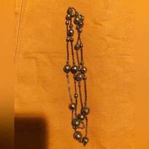 80’s FILIGREE GOLD BALLS NECKLACE - Long 36” - Lobster Claw Clasp